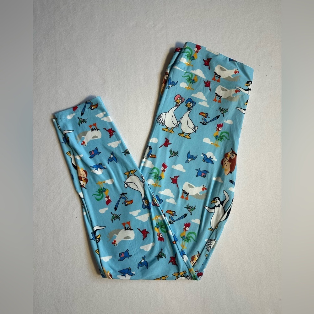Disney Parks Birds of a Feather Leggings Women’s Medium Blue Graphic Stretch